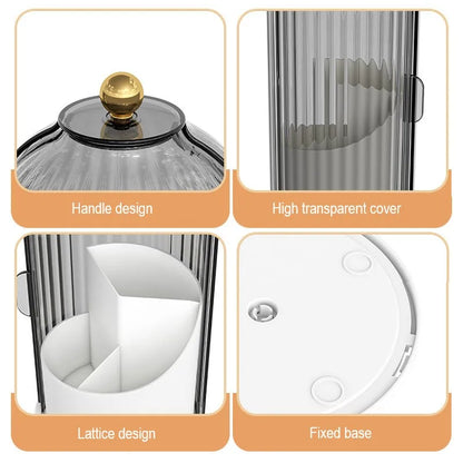 360° Rotating Makeup Brush Holder with Lid Luxury Cosmetic Organizer Lipstick Eyebrow Pencil Holder Eye Shadow Storage Box