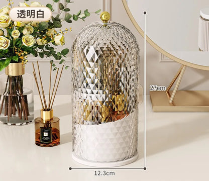 360° Rotating Makeup Brush Holder with Lid Luxury Cosmetic Organizer Lipstick Eyebrow Pencil Holder Eye Shadow Storage Box