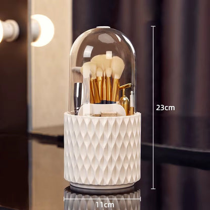 360° Rotating Makeup Brush Holder with Lid Luxury Cosmetic Organizer Lipstick Eyebrow Pencil Holder Eye Shadow Storage Box